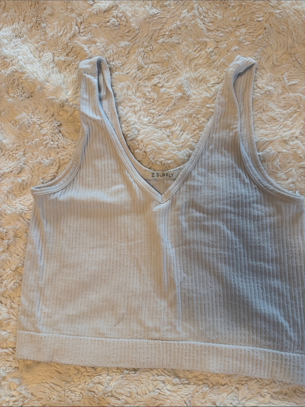 Z Supply Ribbed V-Neck Tank Top in white